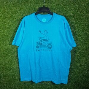 Life is Good Lawn Ranger Mens XL Blue Graphic‎ T-Shirt Classic Fit Peru